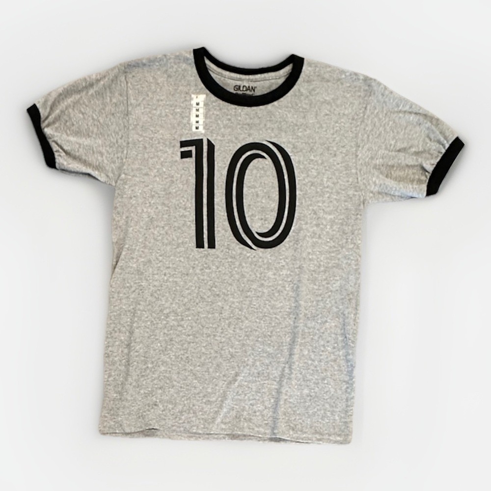 Lionel Messi #10 MLS Men's T-Shirt, Gray,  Medium, New, Soccer Futbol